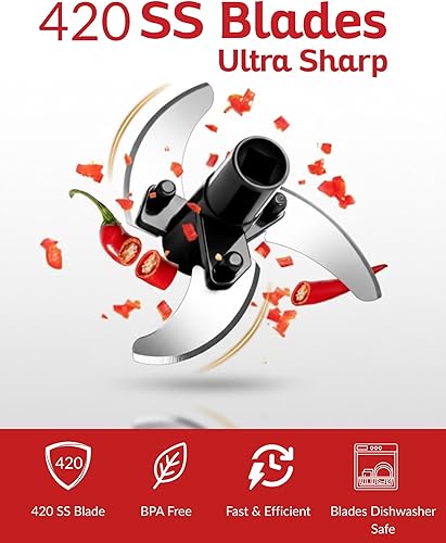 Miniatura 4 de Picador manual de 13.5 fl oz Picador de verduras de mano para cebolla, ajo, nueces, hierbas y preparación de ensaladas Procesador de alimentos