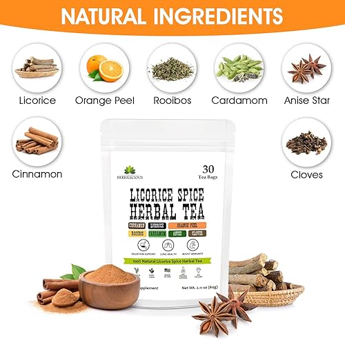 Miniatura 2 de Té de raíz de regaliz  Glycyrrhiza Glabra Suplemento para la digestión, restauración de la salud respiratoria y apoyo a la inmunidad, sin OMG,