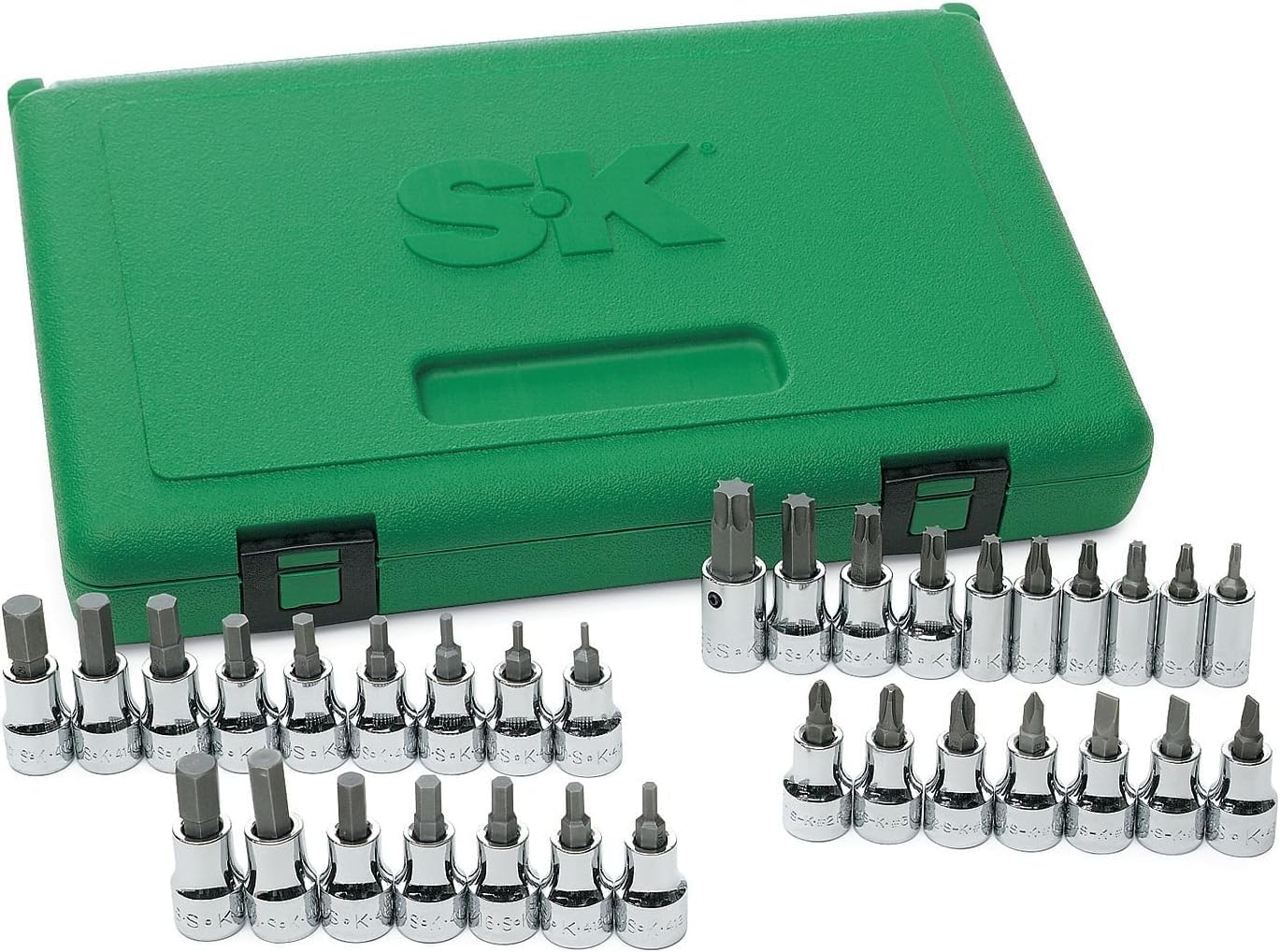 SK Tools USA 1/4" & 3/8" Drive, 33 Piece, Standard Chrome Bit Socket Set | 89039