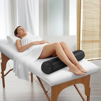 Saloniture Full Round Massage Table Bolster Pillow Pad - 26 x 6 Inch - Black