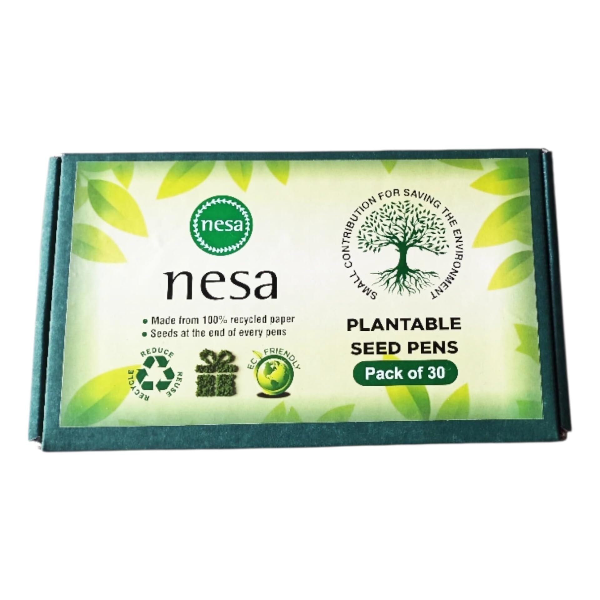 nesa Plantable Seed Pens (Pack of 30) | Recycled kraft Paper Body Ballpoint Pens with Blue Ink | Eco Friendly & Sustainable Stationery for School, Office, Home, Corporate Gifts & Return Favors