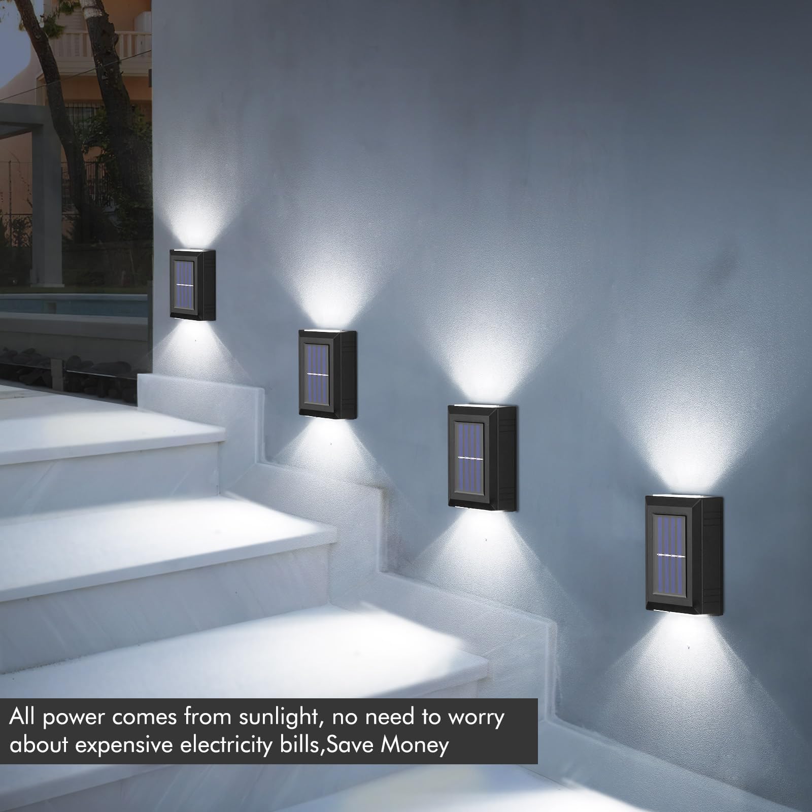 Nieuwe zonneprojectiewandlamp, buitentuin, binnenplaatshekdecoratie, 4LED waterdichte buiten- en onderste lichtgevende muurwaslamp kopen vanaf een prijs van 3.45
