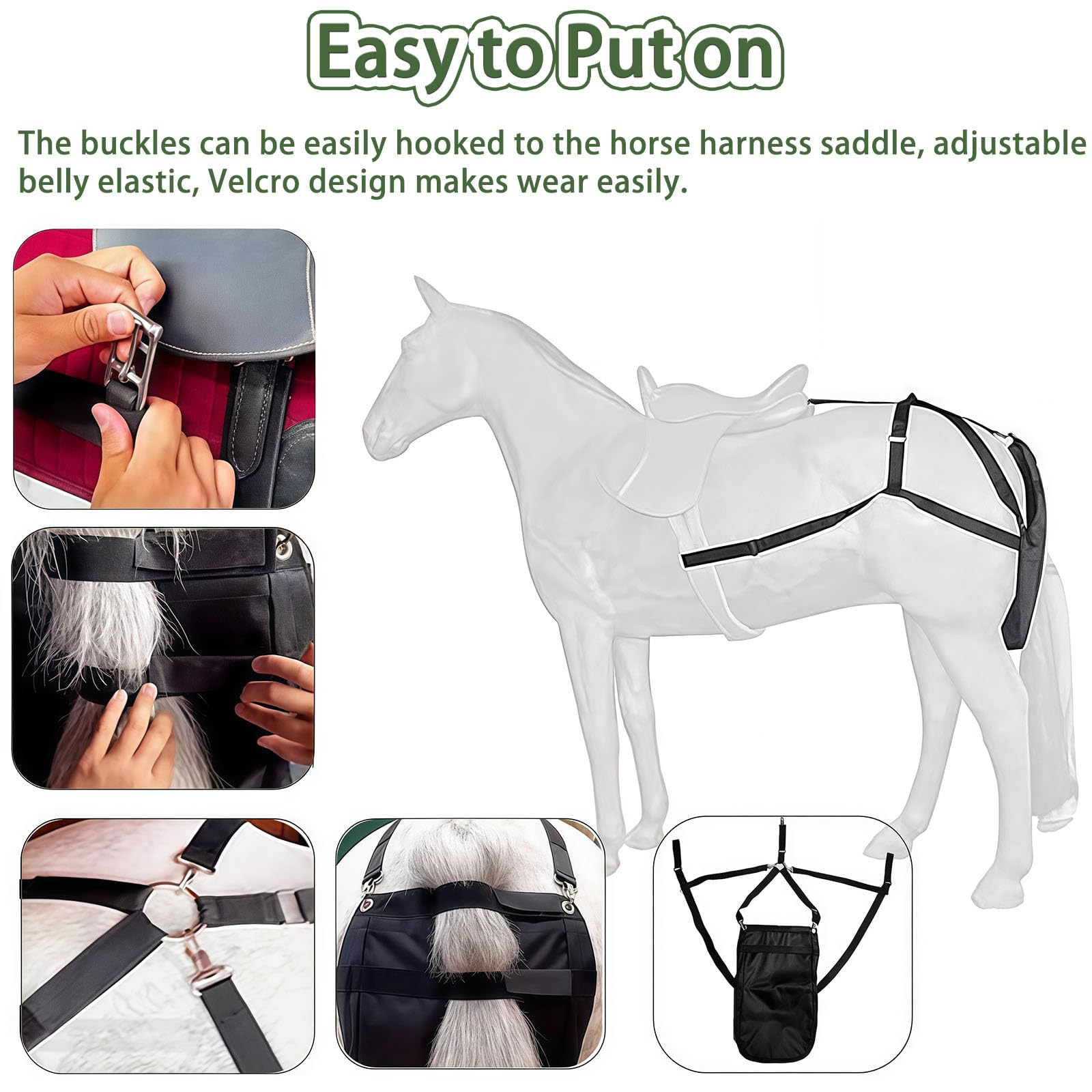 Bolsa de estiércol de caballo, bolsa de recogida de estiércol duradera y reutilizable con accesorio, portátil para equitación, parque y uso urbano, fácil de limpiar