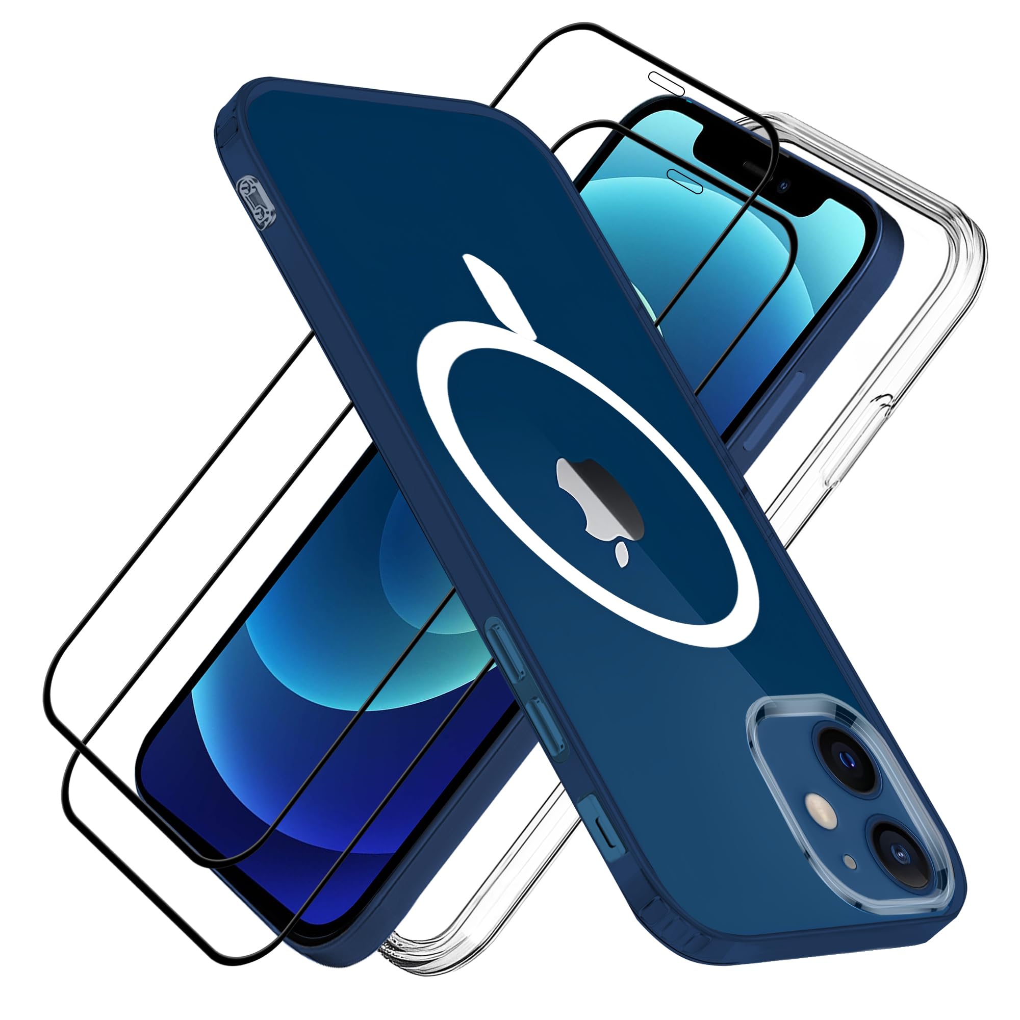 Custodia Magnetica Per IPhone 12 Pro 6.1'' | Con Protezione Fotocamera In Vetro | Compatibile MagSafe | Bianco | Antiurto - 3