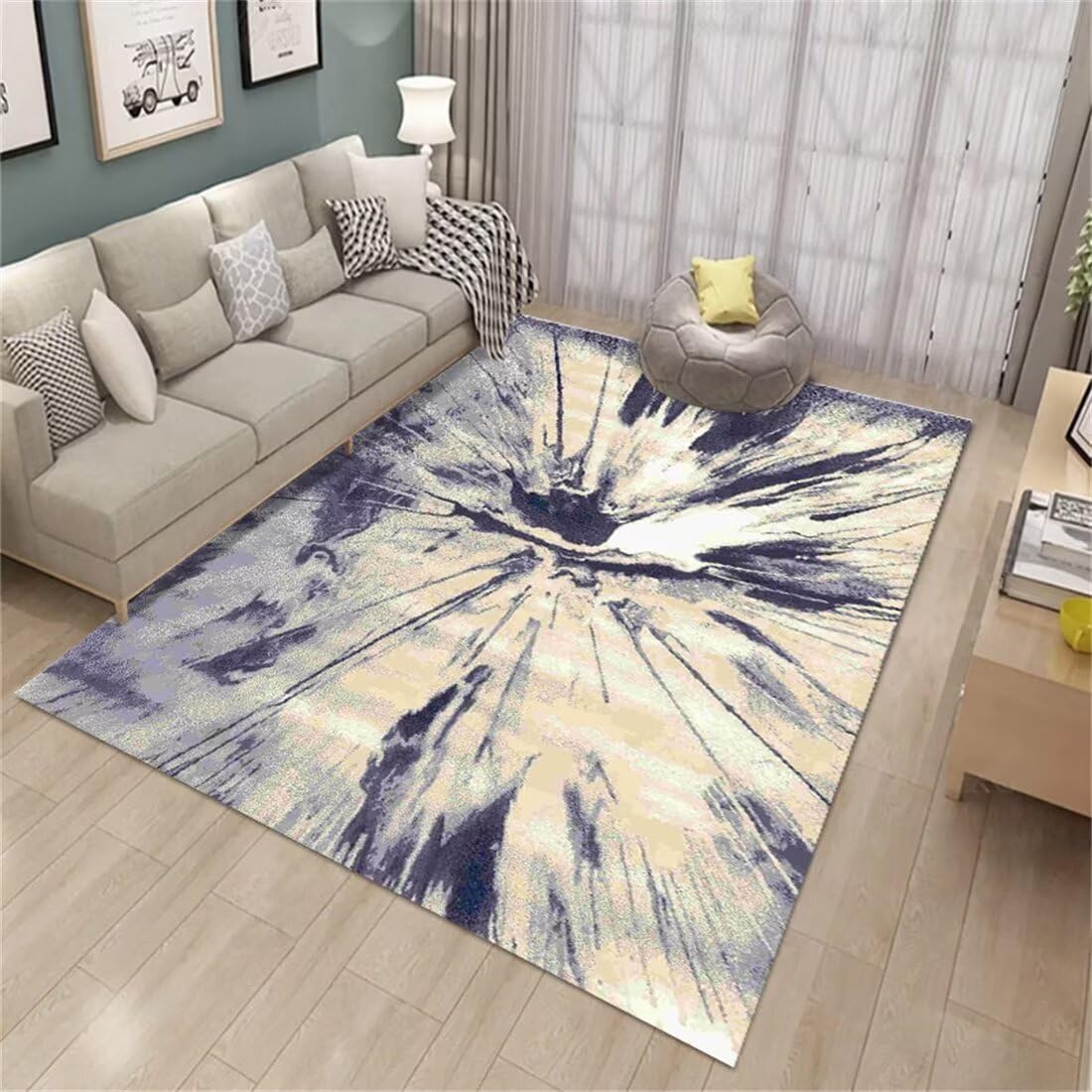 Tapis entrée 50x80cm Bleu | Paillasson intérieur motif abstrait goutte d'eau