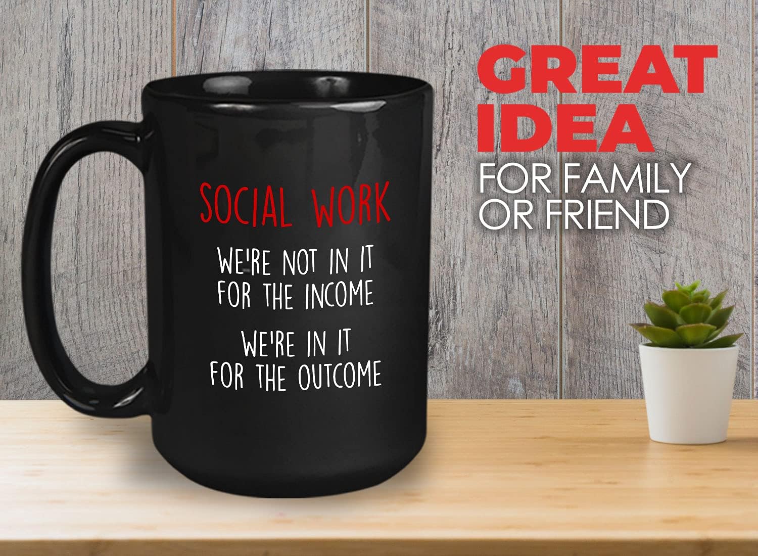Bubble Hugs Occupation Coffee Mug - We're In It For The Outcome - Staff Profession Community Multitasking Appreciation Manager Boss Client 15oz Black