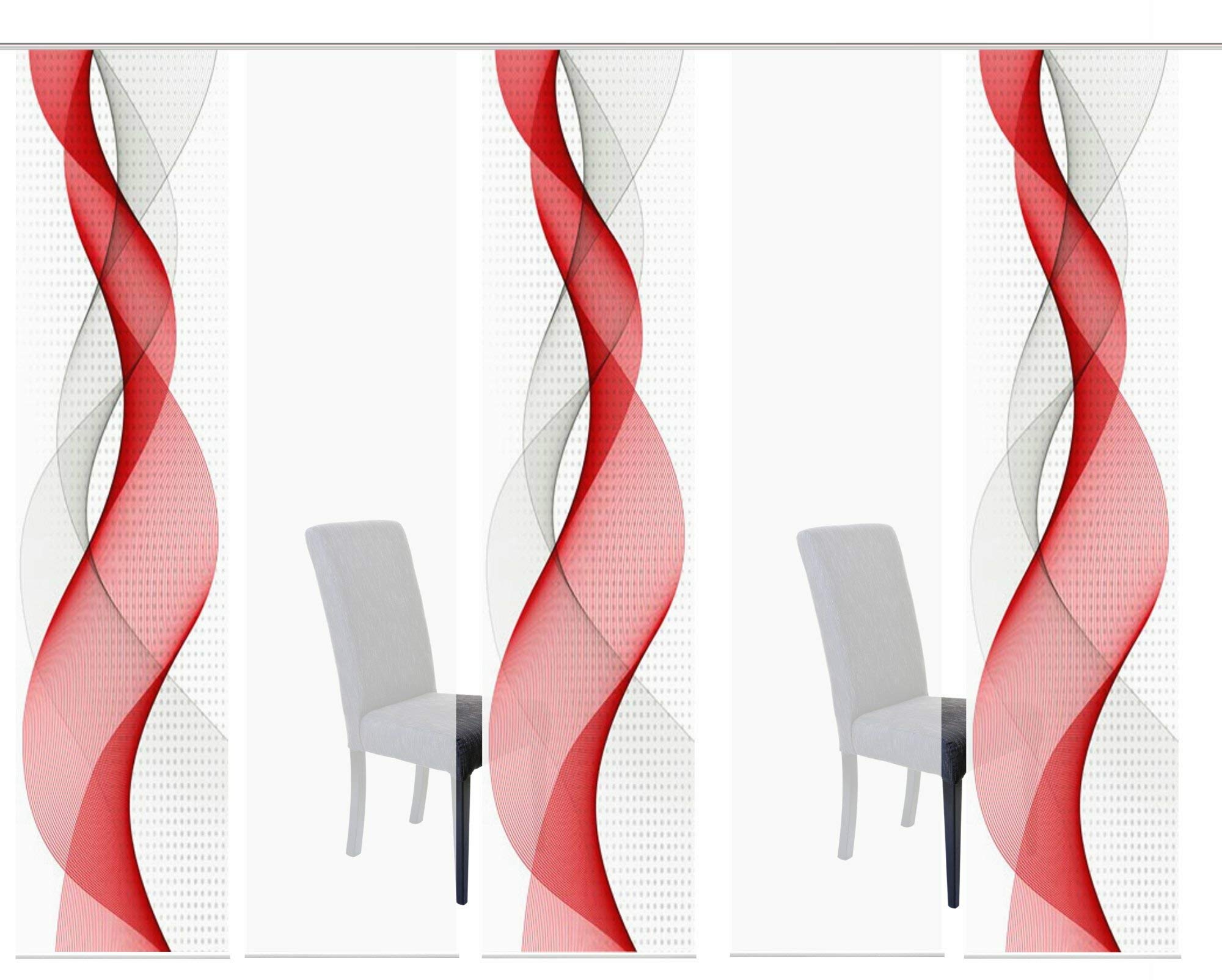 5er-Set Schiebegardine DILAILA, Blickdicht, Höhe 245 cm, rot
