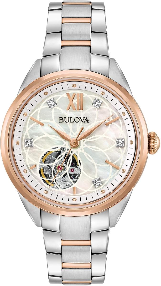 Ladies' Classic Diamond 3-Hand Automatic in Stainless Steel, Mother-of-Pearl Dial and Open Aperture Dial