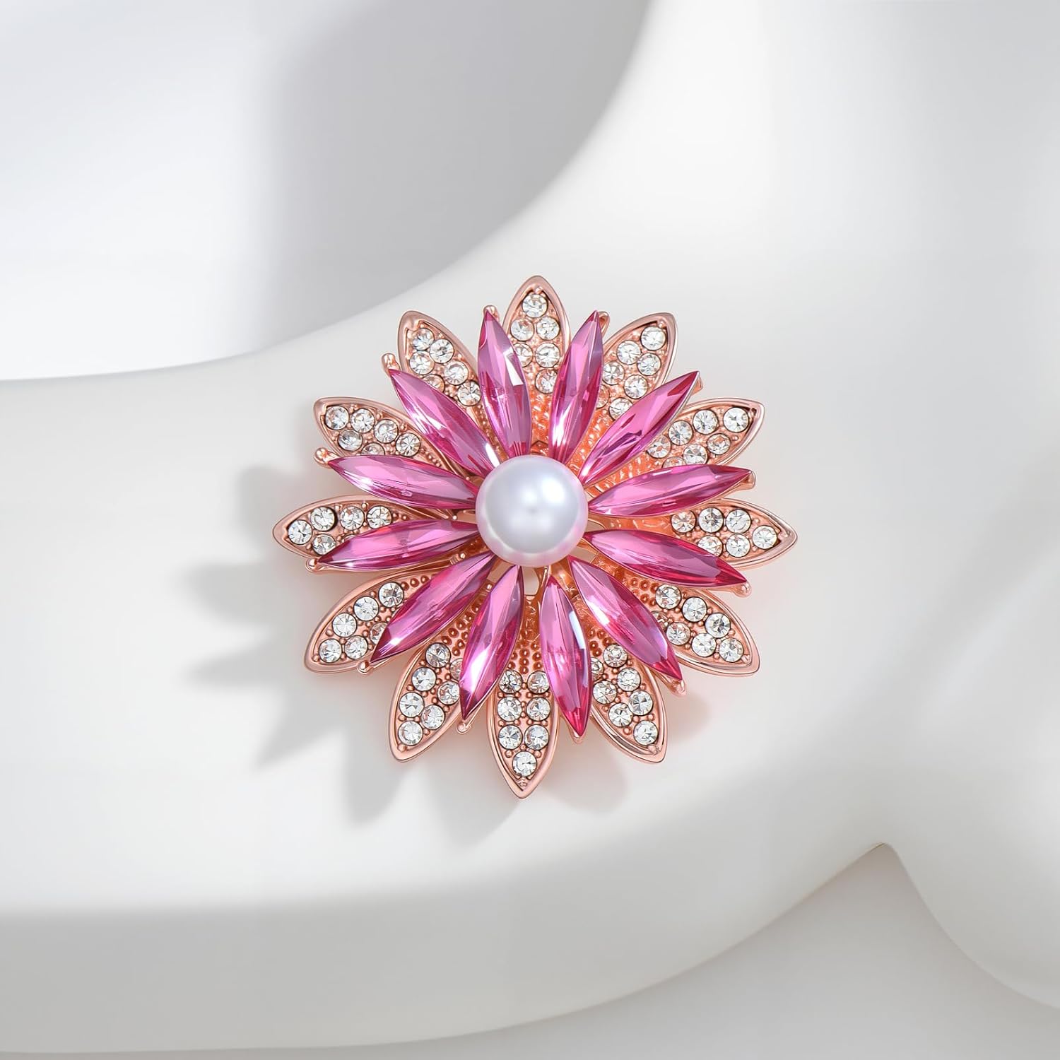 Elegant Flower Brooch Rhinestone Flower Brooches Accessories for Clothes, Birthday Christmas Gift for Women