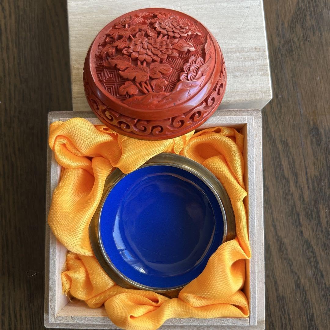 Amazon.co.jp: 中国骨董 旧蔵民国時代 銅胎彫漆堆朱内七宝香合高級厚重