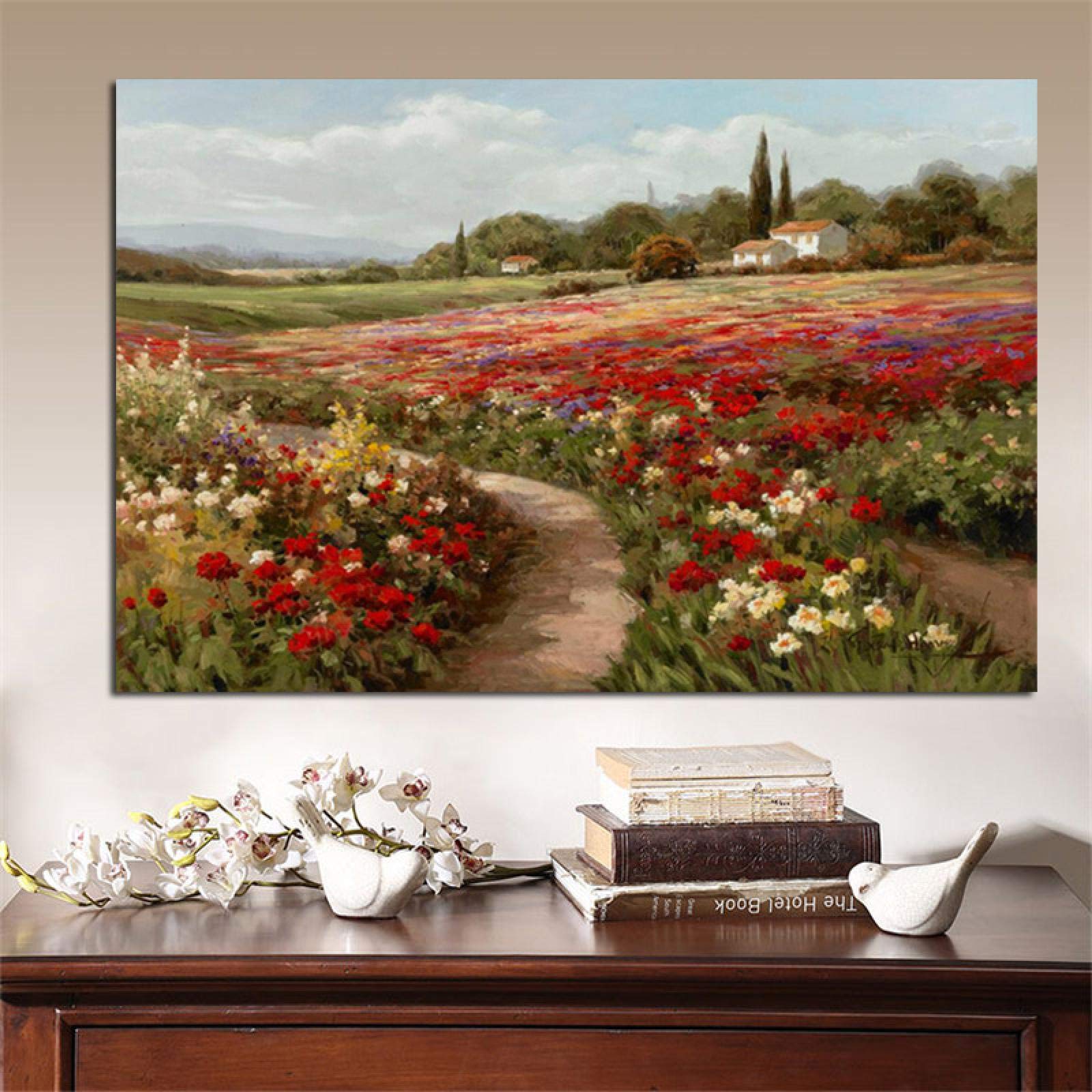 HSFFBHFBH Álamos campos paisaje impresionista de Claude Monet pintura sobre lienzo carteles e impresiones cuadro de pared para sala de estar 70x120 cm (27,5x47 pulgadas) marco interior