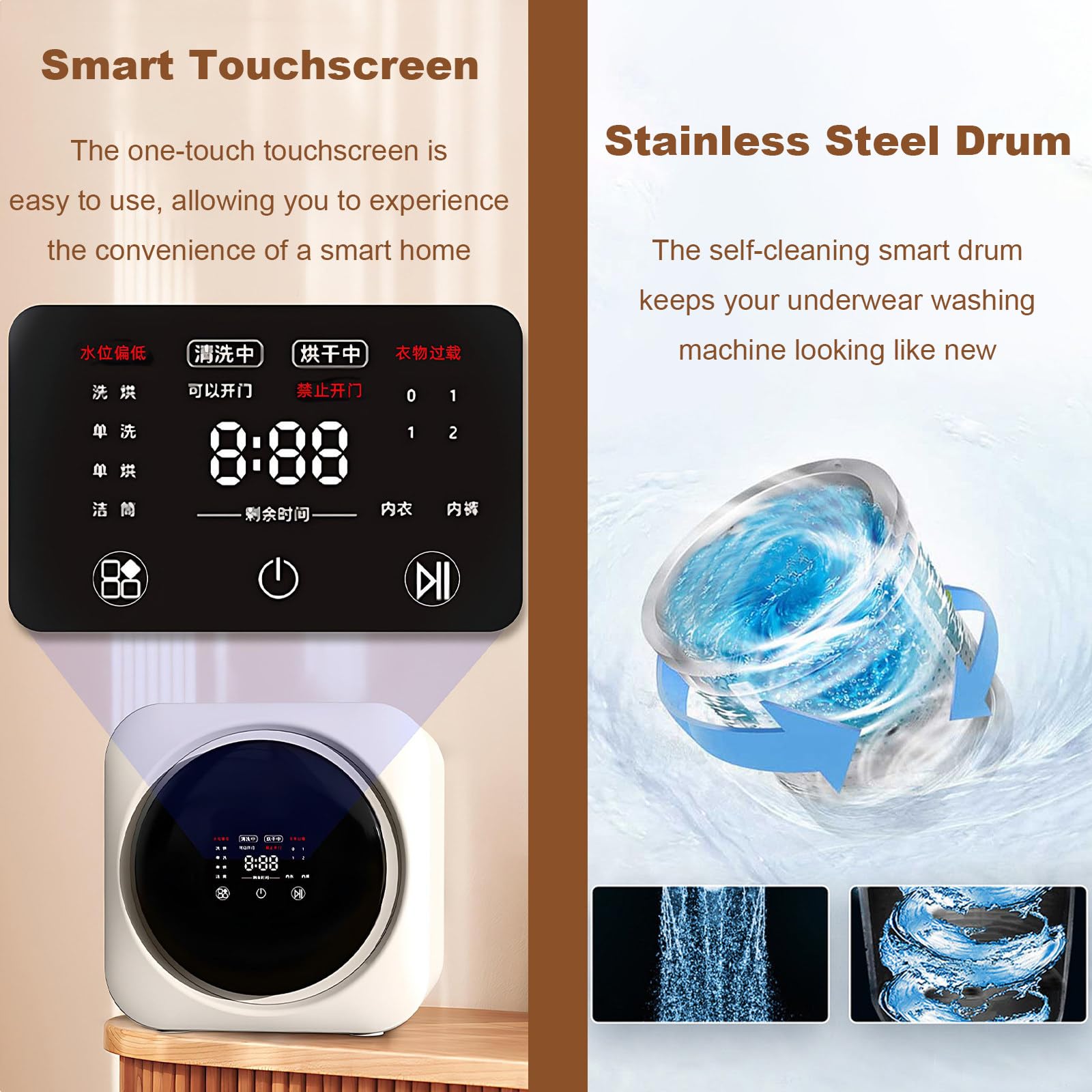 SHAHRYAR Smart-Wasch- Und Trockenmaschine, 3,5 L, Touchscreen-Bedienung, Vier Programme: Waschen/Trocknen/Waschen/Trocknen/Reinigen – Für Wohnungen Und Wohnheime. Wall-Mounted
