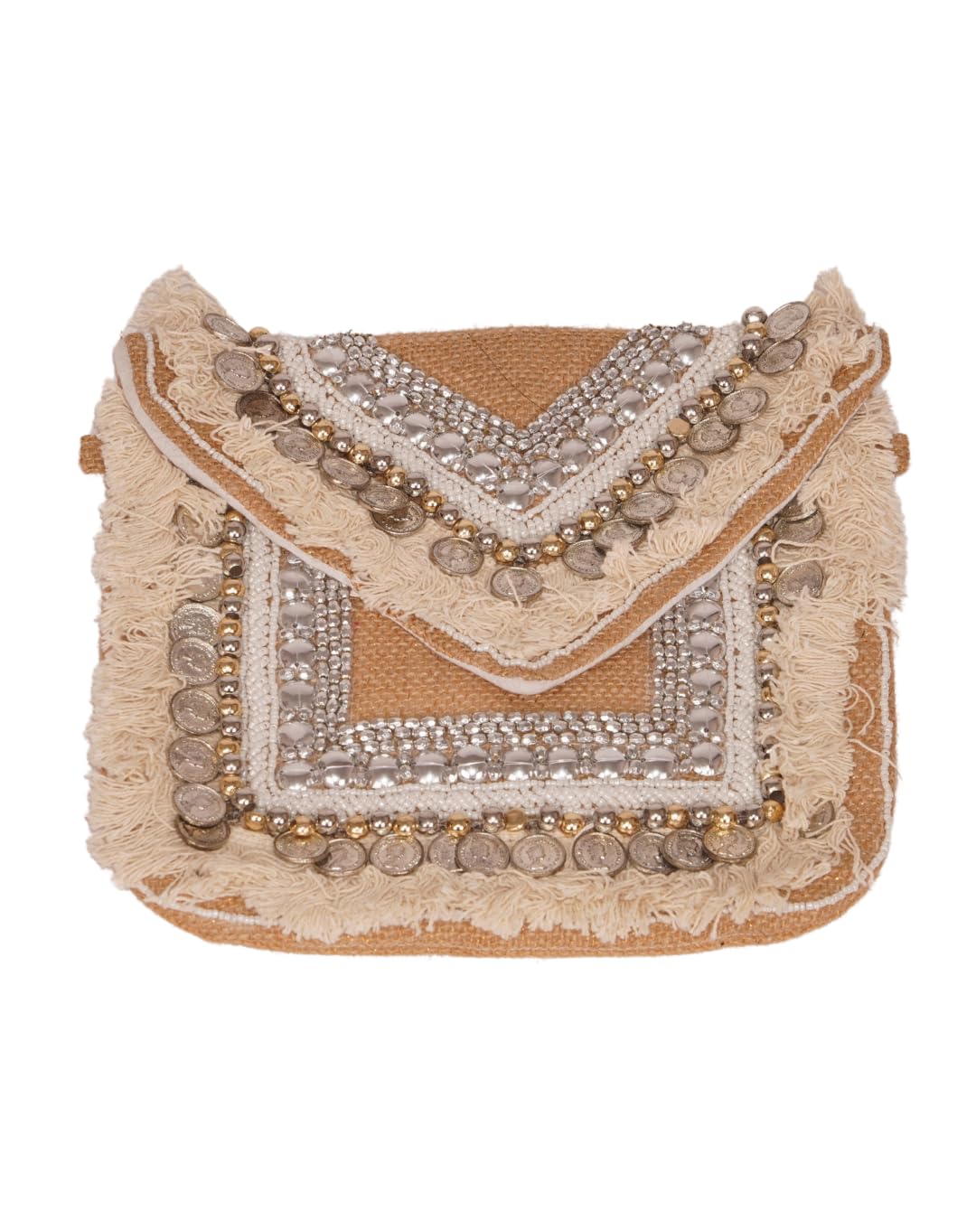 Black Tribal Coin Embellished Sling Bag-image-2