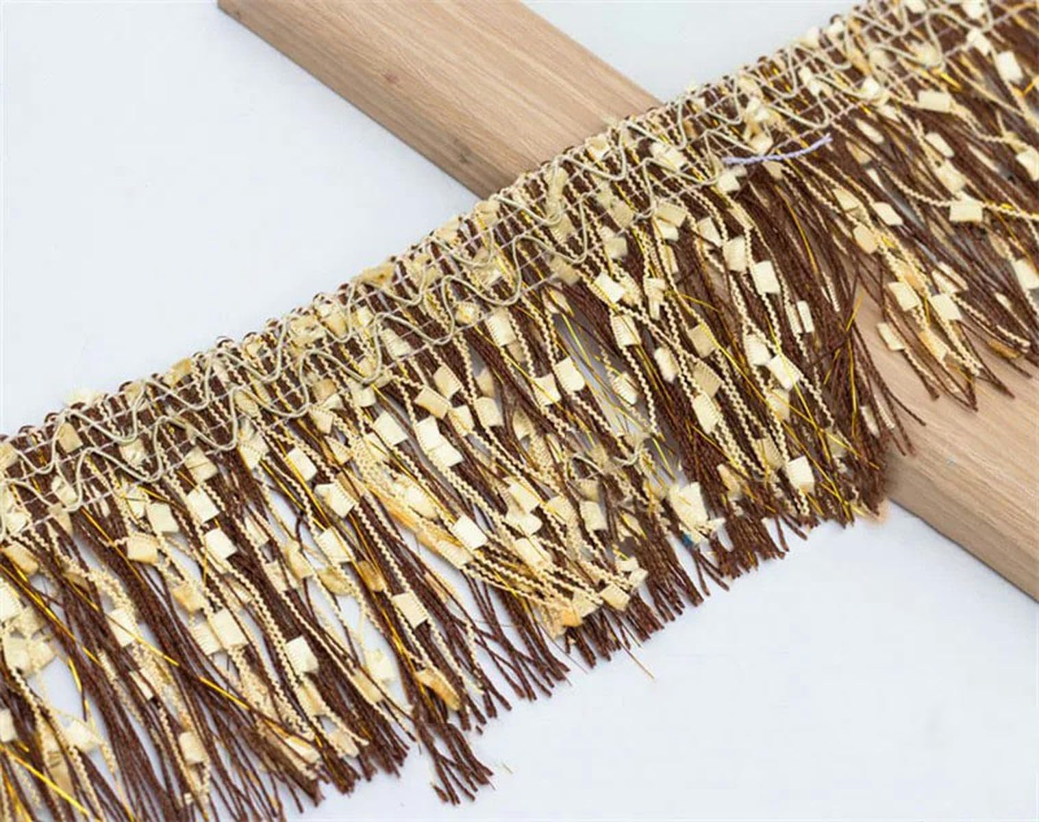 Cinta de encaje tejida con flecos de 9 cm, 5/10 metros, 9 cm, accesorios de costura decorativos, 9 cm-10 metros, color amarillo café