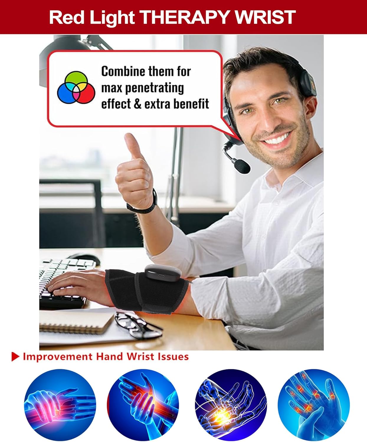 Red Light Therapy Belt with Heat & Vibration Massage, Extended 60cm Band for Neck, Back, Thigh & Wrist, Versatile Therawrap for Muscle Recovery & Full Body Relief, FDA Cleared