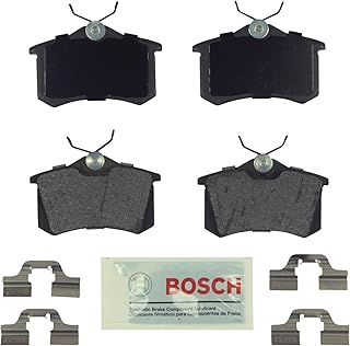 BOSCH BE340H Blue Semi-Metallic Disc Brake Pad Set With Hardware - Compatible With Select Audi A3, A4, A6, A8, S4, S6, S8, TT; Volkswagen Beetle, Cabrio, Corrado, Eos, Golf, Jetta, Passat + More; REAR