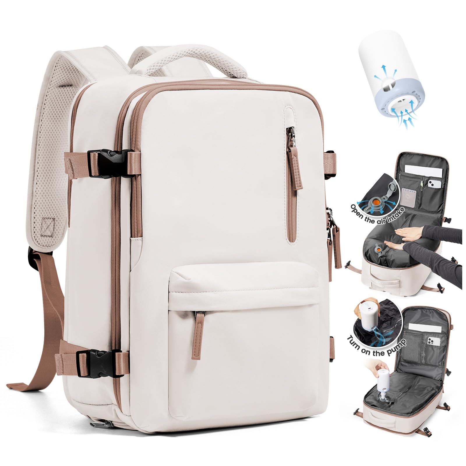 SZLX Zaino Ryanair 40x30x20 Sottovuoto con pompa Zaino Ryanair 40x20x25 Sottovuoto Bagaglio a Mano 40x30x20 Wizzair Zaino da Viaggio 45x36x20 Easyjet Donna Zaino Casual Laptop 14 Pollici Impermeabile
