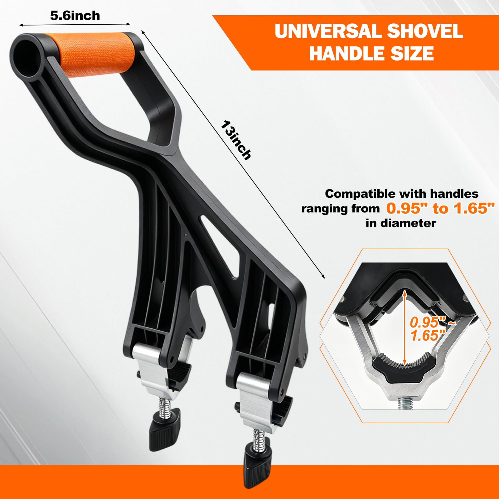 Axcoix Repuesto universal de mango de pala, extensión de mango ajustable para recortadora de malezas, accesorio ergonómico de ahorro de espalda, apto para palas, rastrillos, recortadoras de cuerda