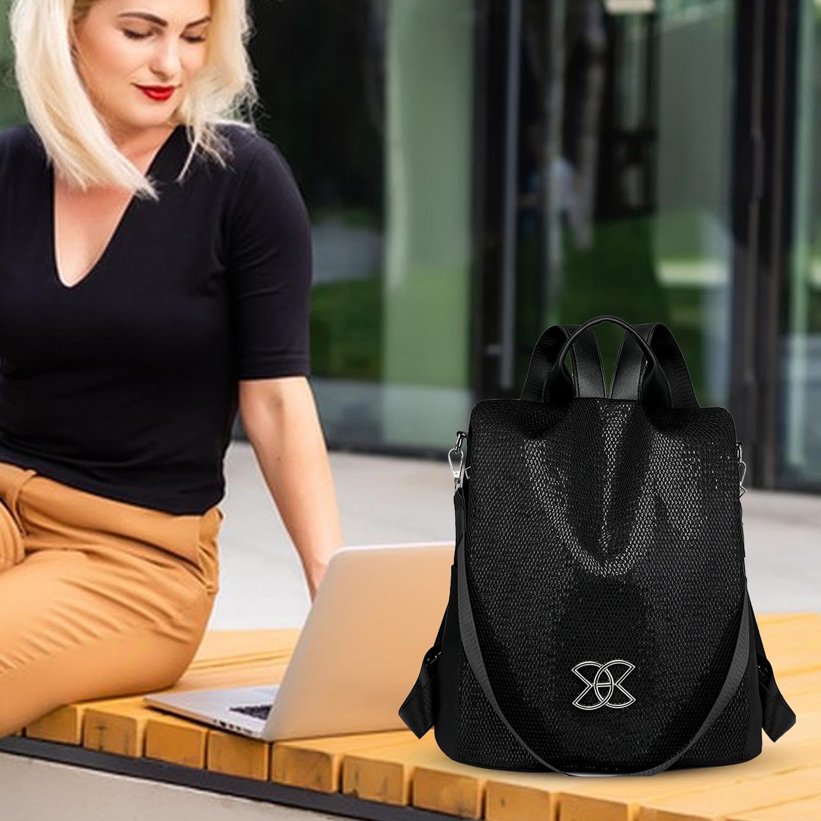 Zaino Antifurto ad Alta Capacità - Borsa a Spalla da Donna, 1 Pezzo, Zaino da Sicurezza con Apertura Nascosta, Tessuto Resistente all'Acqua con Cerniera Posteriore, Accessorio per il Pendolarismo