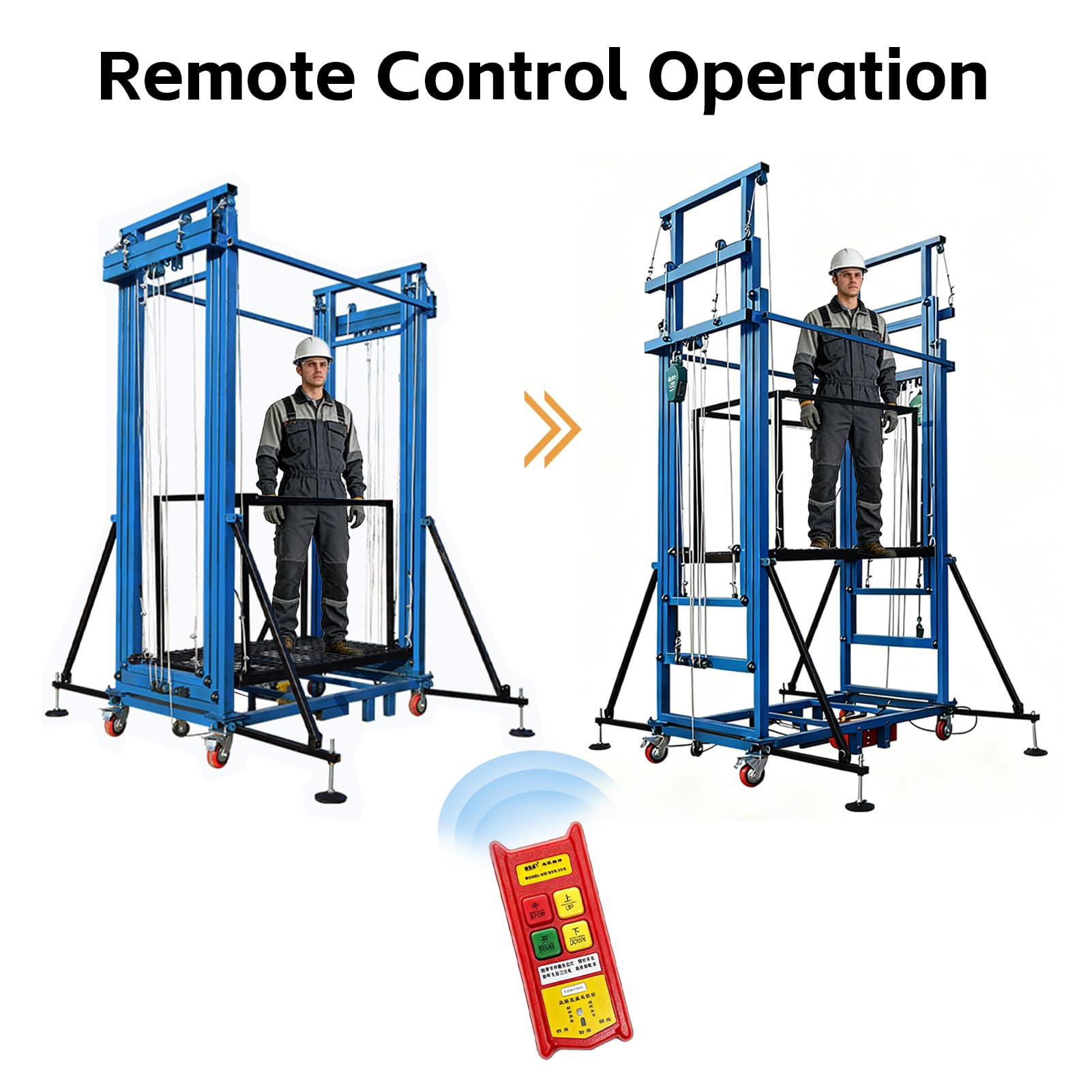 Piattaforma elevatrice elettrica for ponteggi, piattaforma elevatrice con telecomando, scala da cantiere pieghevole, carico massimo 880 libbre(4m/13.1ft)