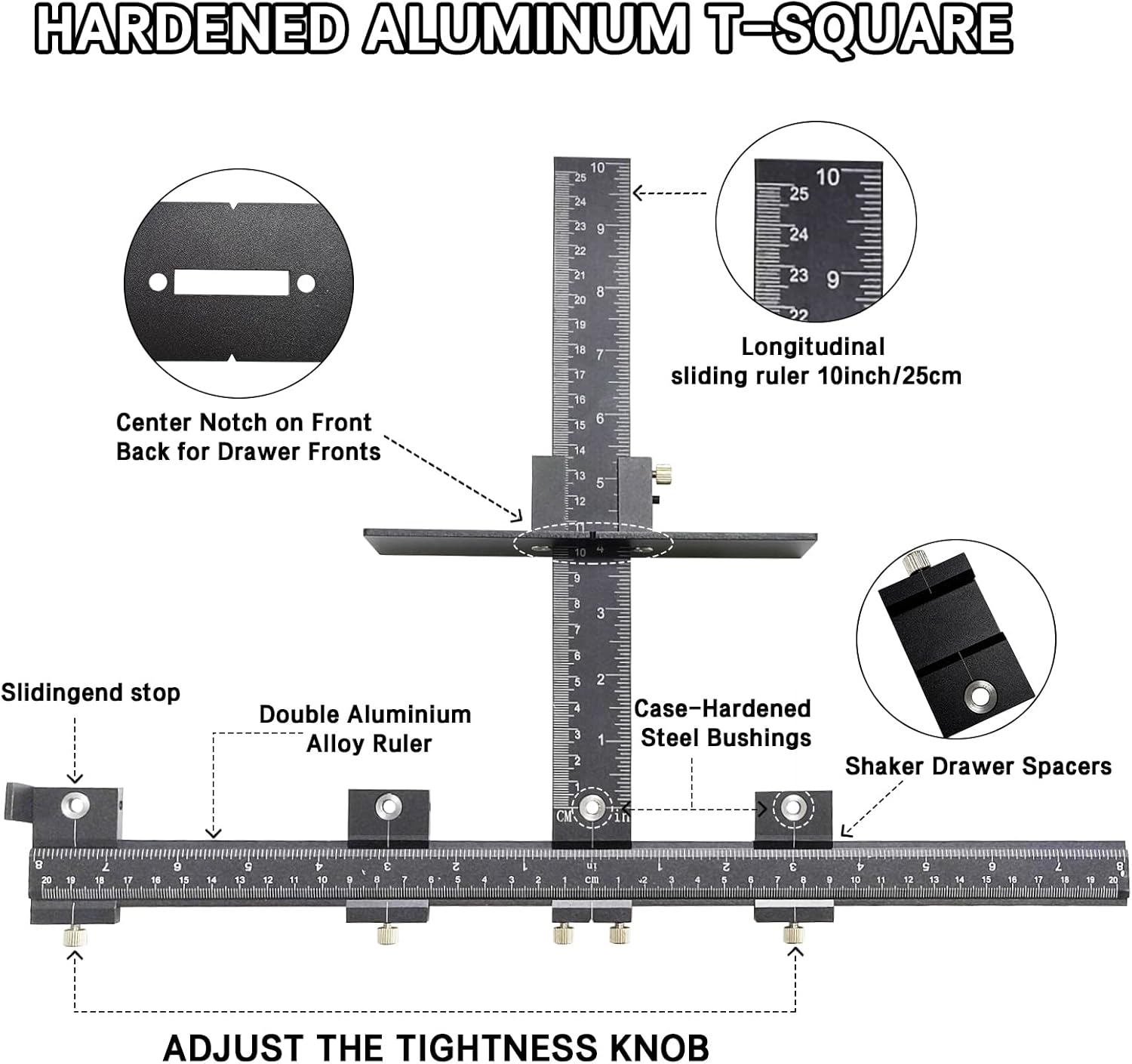 Cabinet Hardware Jig - Precision Drilling Guide Tool for Cabinet Door/Drawer Handle & Knob Installation with 3 Drill Bits & Auto Punch, Hardware Jig for Woodworkers DIY, Metal