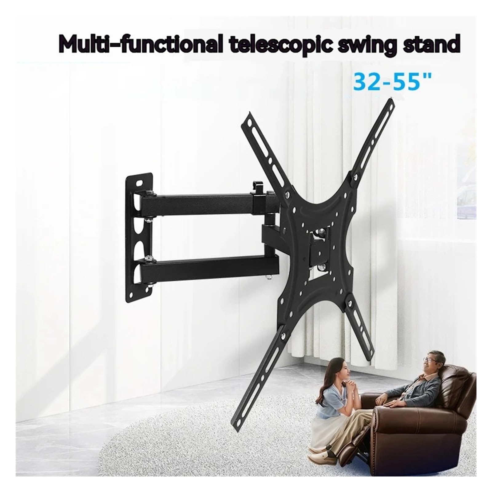 Supporto A Parete for TV Da 32-55 Pollici, 400x400 Mm, Carico Massimo 44 Libbre, Staffa TV Completamente Regolabile, Girevole E Inclinabile