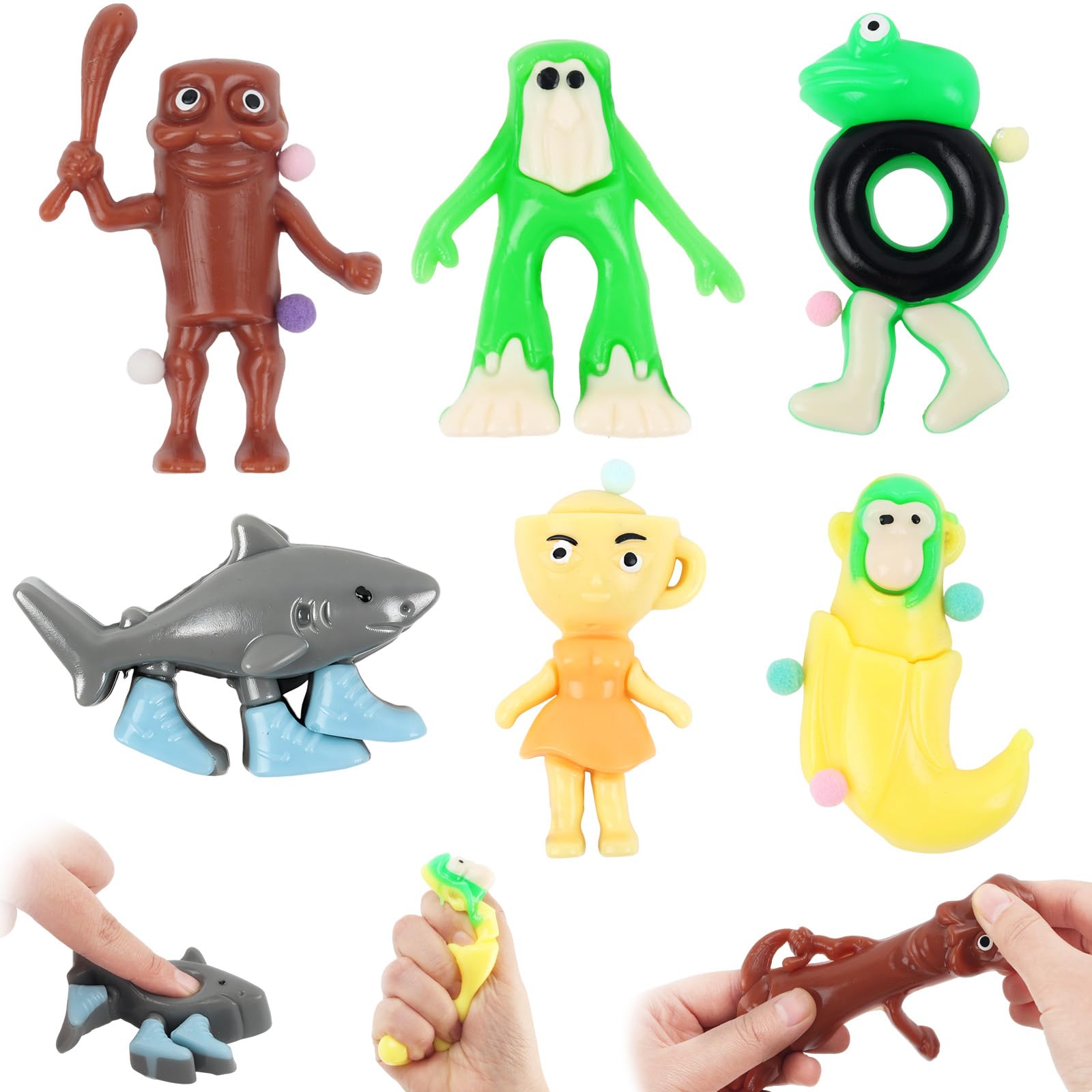 6Pcs Squishy Toys,Brai-rot Toys, Tung Tung Sahur Tabba Squishies Kit, Squishy Stress Relief Tools, Animals Squishies Soft Squeeze Fidget Toys Kawaii Stress Relief Toys for Adults