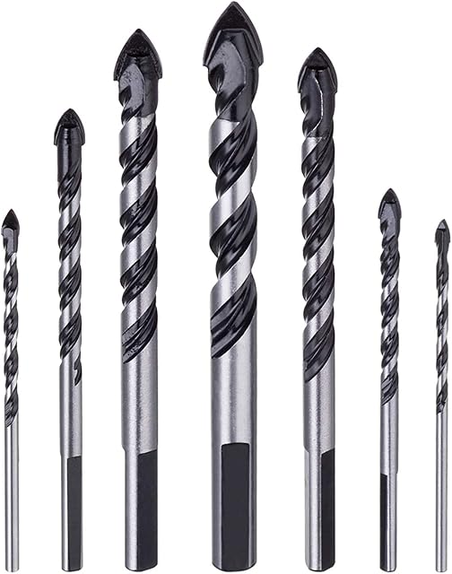 HPMAISON 7PCS Tungsten Carbide Tip Drill Bits Set Masonry Drill Bits Set for Porcelain Ceramic Tile, Concrete, Brick Wall, Glass, Mirrors, Plastic, Masonry and Wood (3 4 5 6 8 10 12mm)