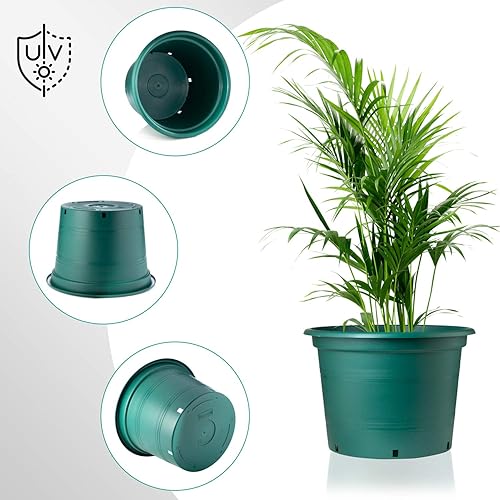 Miniatura 3 de KameL - Macetas de 5 galones para plantas - 5 macetas de vivero de 5 galones - Macetas de plástico grandes altamente duraderas y resistentes -