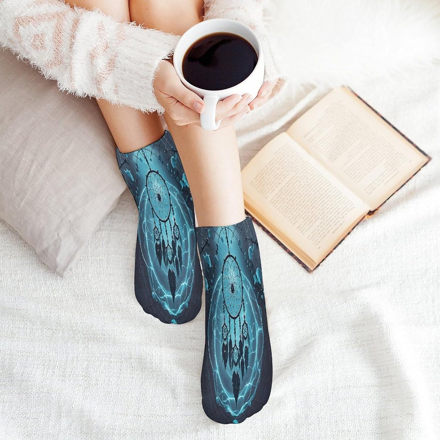 Socks for Men Women 5 Pairs Short Ankle Socks | Dark Dream Catcher Low Cut Casual Crew Sock Cute Breathable Athletic Socks Non Slip No Show Sock