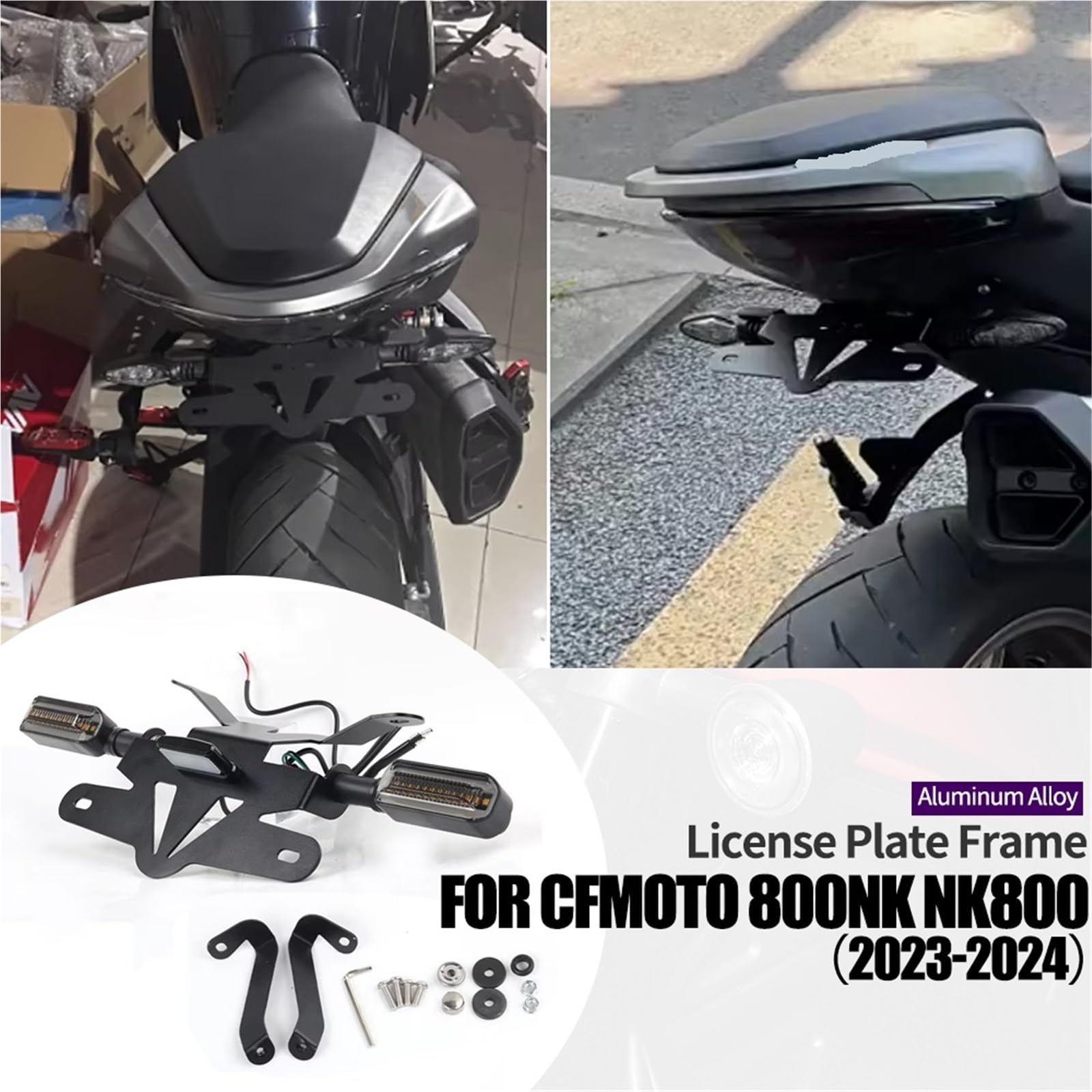Uchwyt tablicy rejestracyjnej Pasuje do motocykla CFMOTO 800nk NK800 NK 800 NK 2023 2024, błotnika, tylnego światła, uchwytu tablicy rejestracyjnej Ramki tablic rejestracyjnych(B)