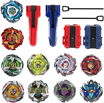 ASVEXKW Battling Set, Spinninning Top Burst Boy Combat Battling Game Set, Spinning & Launchers, Greats Birthday Gift for Boys, 8 & 10 Spinning Tops 10