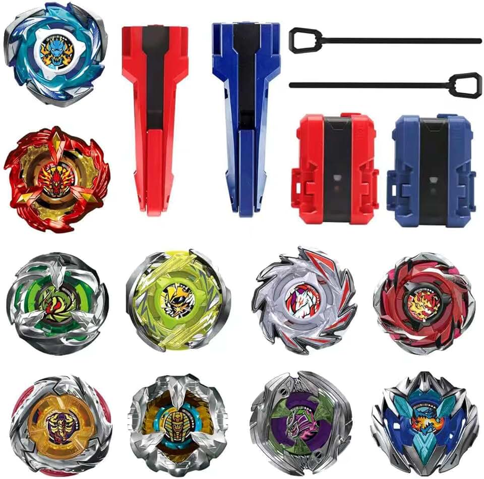 ASVEXKW Battling Set, Spinninning Top Burst Boy Combat Battling Game Set, Spinning & Launchers, Greats Birthday Gift for Boys, 8 & 10 Spinning Tops (10)
