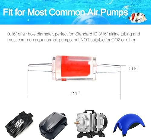 Miniatura 3 de Válvula de retención de aire para acuario, válvula de aire unidireccional sin retorno, válvula de retención de plástico transparente rojo para bomba