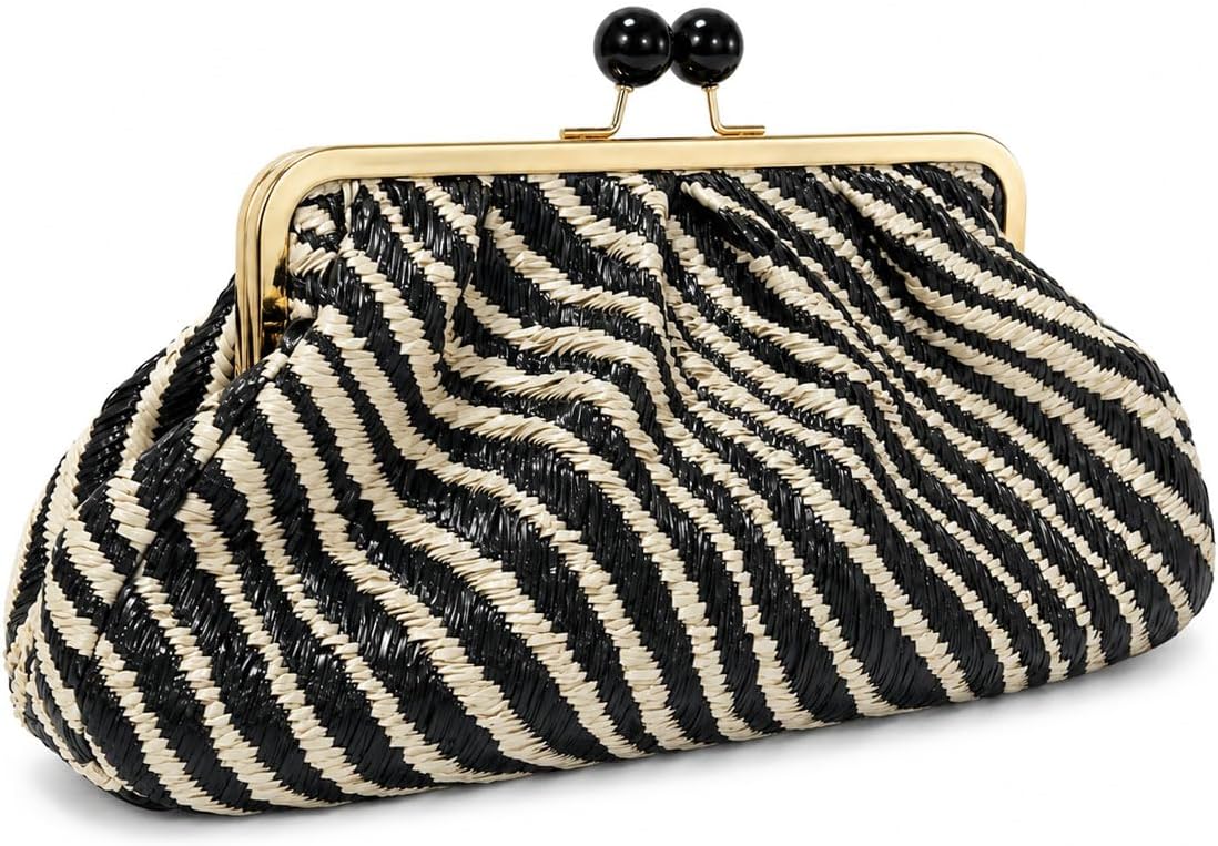 Straw Clutch Purse for Women, Classic Beach Clutch,Woven Summer Bag