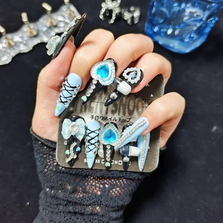 Amazon | TRENTSNOOK 10個入り地雷系手作りネイルチップ繰り返し使える