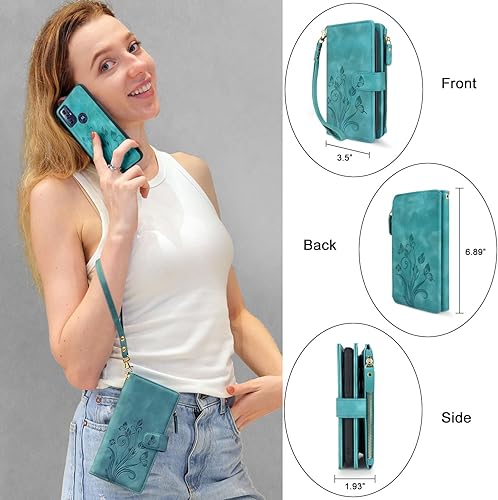 Miniatura 5 de Lacass Funda para Moto G PureG Power 2022  G Play 2023, 12 ranuras para tarjetas Soporte para dinero en efectivo de identificación y crédito con