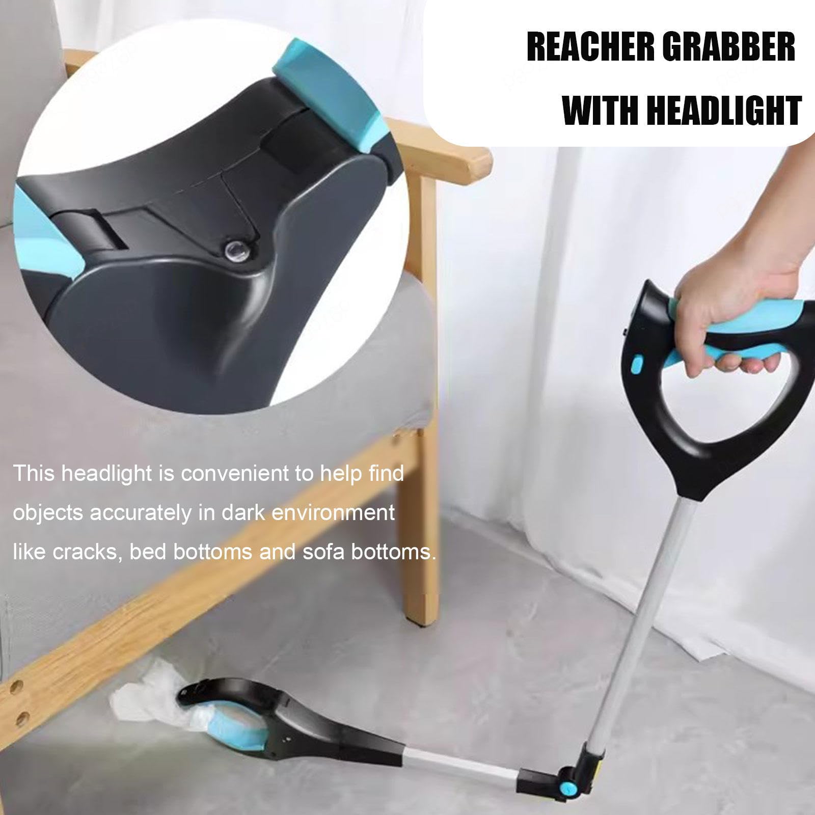 AMNOOL 2er-Pack Reacher-Grabber-Werkzeug, 32 Zoll Leichter, Faltbarer Müllgreifer mit Licht und Magnetischer Spitze, Greifer für ältere Menschen, Erweitertes Klauengreifer-Reacher-Tool