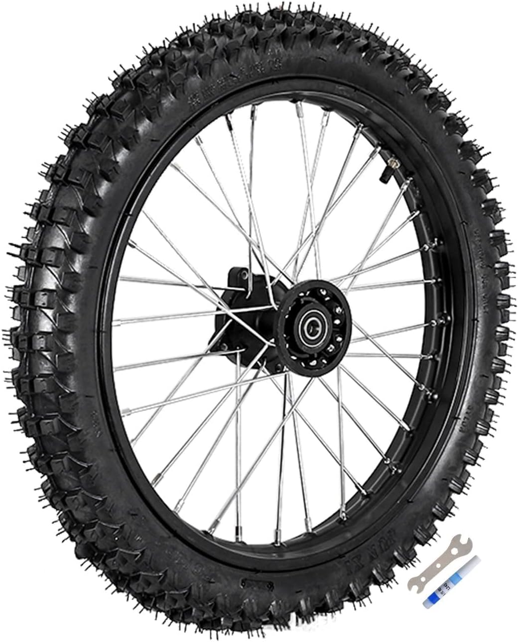 70/100-17 Front Wheel Assembly for Dirt Pit Bikes – Includes Tire, Rim, 15mm Bearing, Triple Clamp Handlebar Riser, Brake Disc & Fork for 110cc-160cc Off-Road Motorcycles