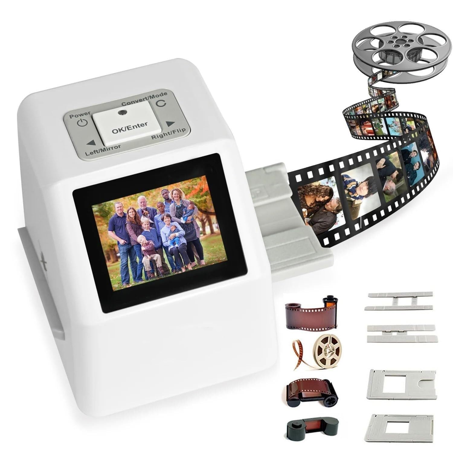 Scanner for diapositive ad alta risoluzione da 22 MP, convertitore digitale for pellicole USB/SD, schermo LCD da 2,4", converte pellicole, diapositive e negativi in ​​JPEG