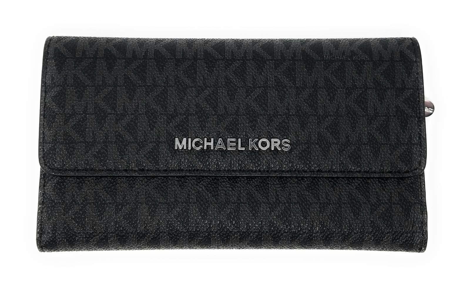 Michael Kors Jet Set Travel Large Trifold Leather Wallet (Black PVC 2018)