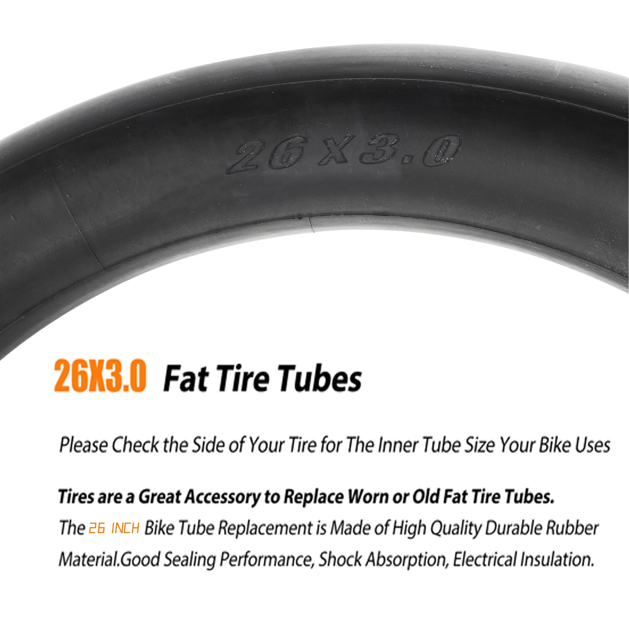 Amazon | Relibupdater 26x3.0 ファットバイクタイヤチューブ 26