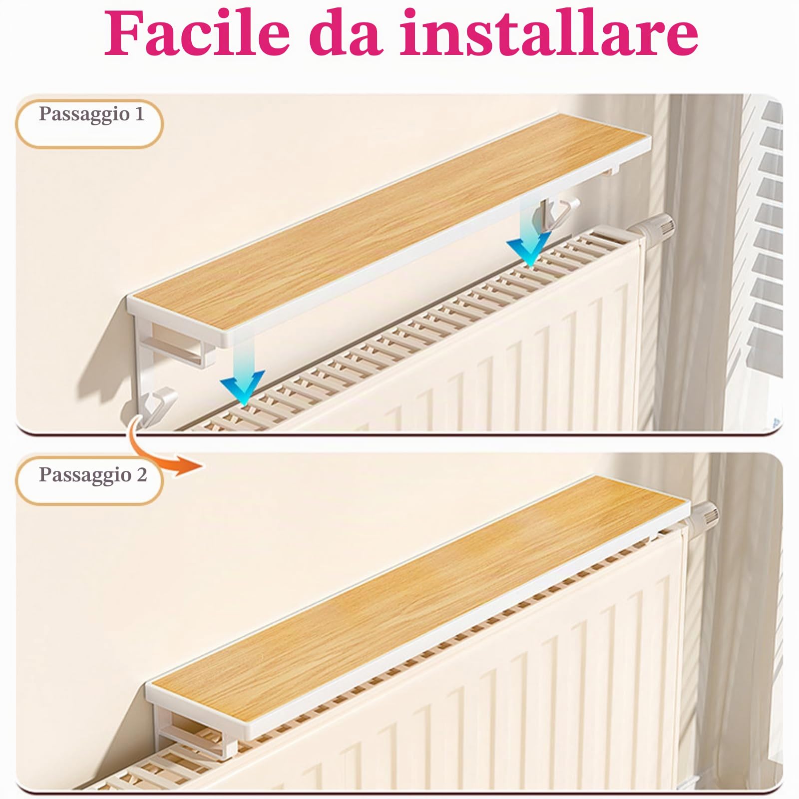 Mensola Sopra Termosifone, Mensola Per Radiatore Senza Foratura, Mensola Da Parete In Stile Moderno, Impermeabile, Per Camera Da Letto