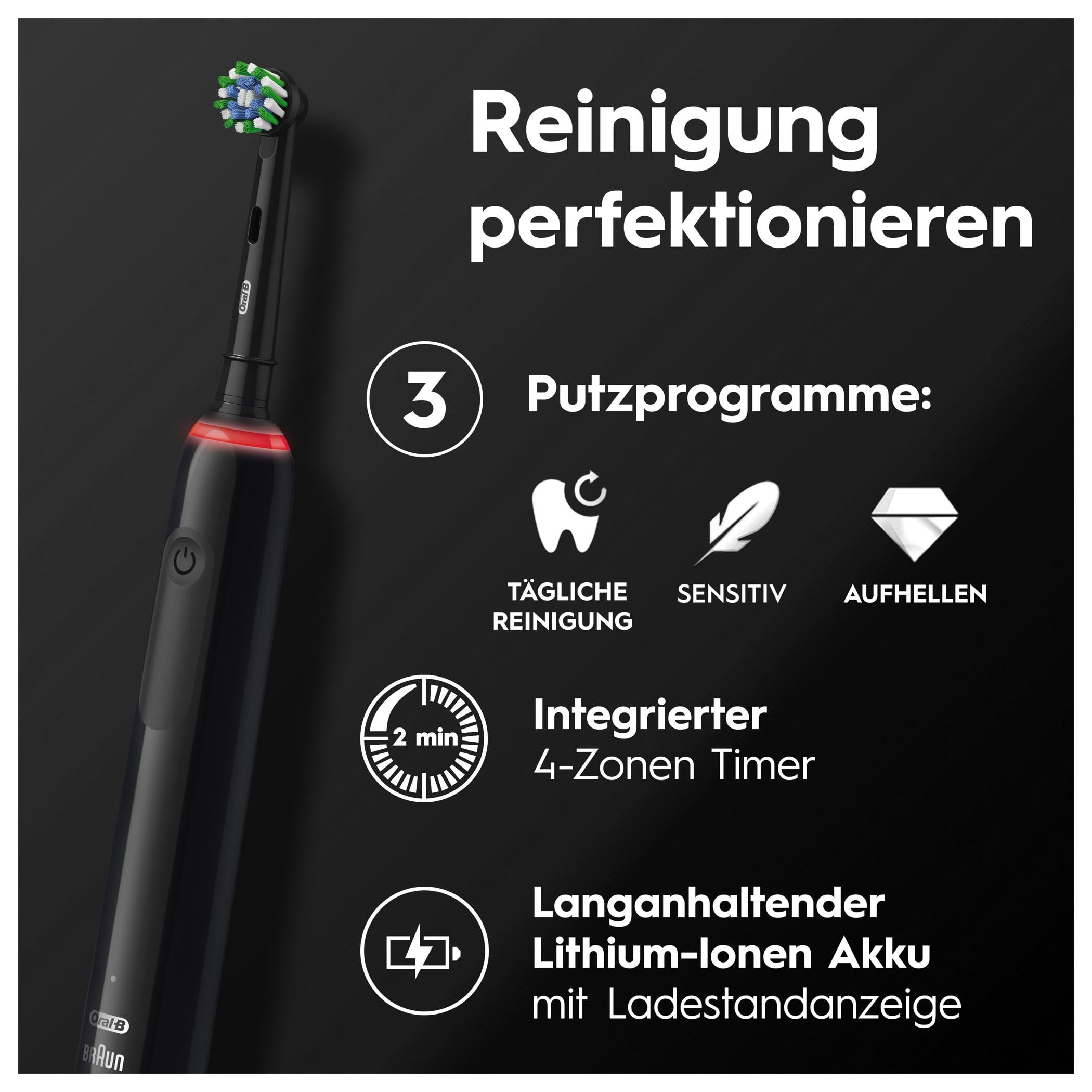 Oral-B Pro Series 3 Electric Toothbrush Twin Pack - Electric Toothbrush, Includes 4 Replacement Toothbrush Heads - 3 Cleaning Modes for Dental Care, Electric Toothbrush, Designed by Braun, Black and White - 5