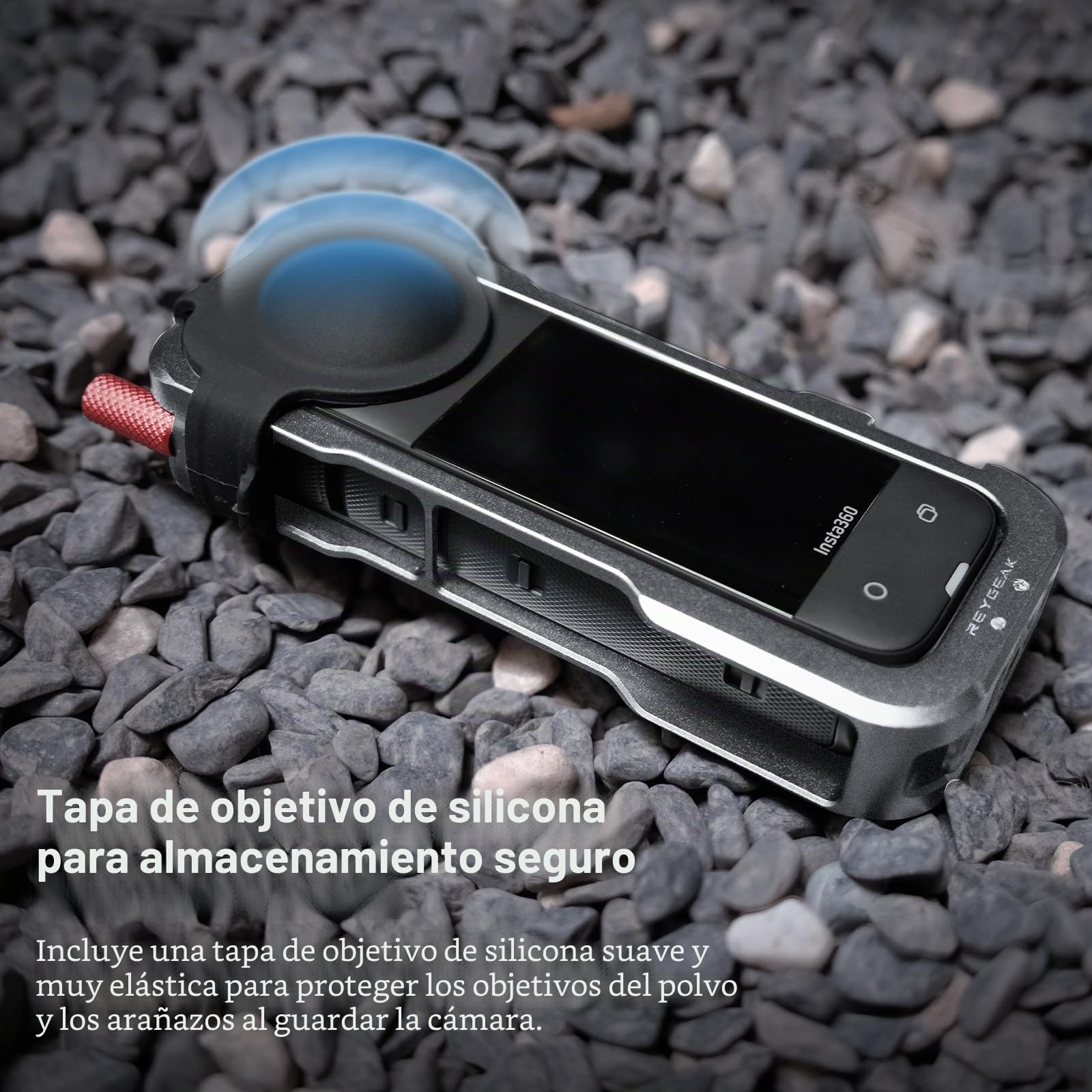 REYGEAK Funda para Insta360 X4, Marco de Aluminio para Insta360 X4, Jaula Protectora con Cubierta de Lente de Silicona, Interfaz de Zapata fría con roscas de 1/4 Pulgadas, Montaje de Zapata fría con