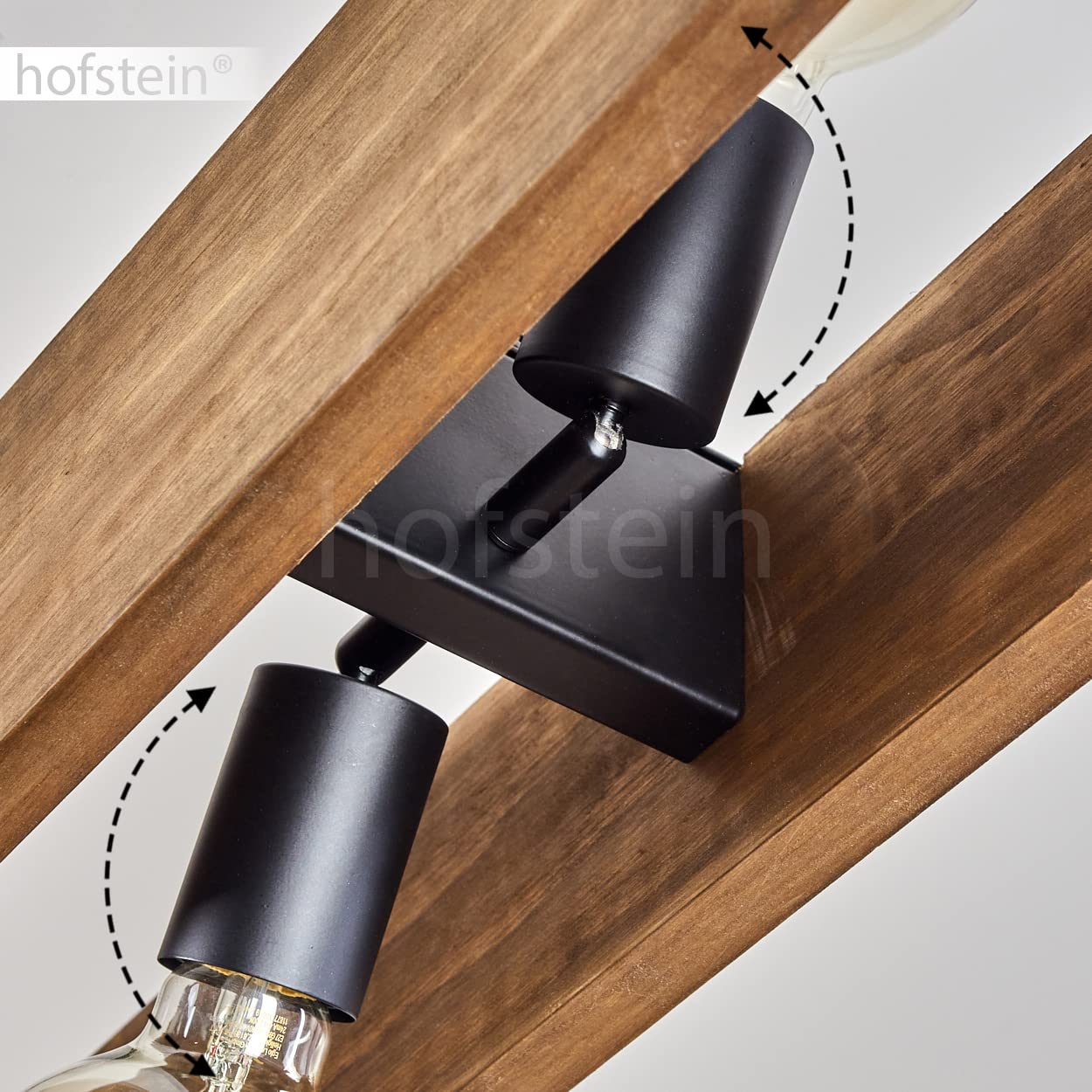 Hanglamp Olomouc, hanglamp van hout/metaal in bruin/zwart in industriële stijl, 4 vlammen, 4 x E27 max. 40 watt, hoogte max. 109 cm, langwerpige hanglamp in retro/vintage design, geschikt voor LED