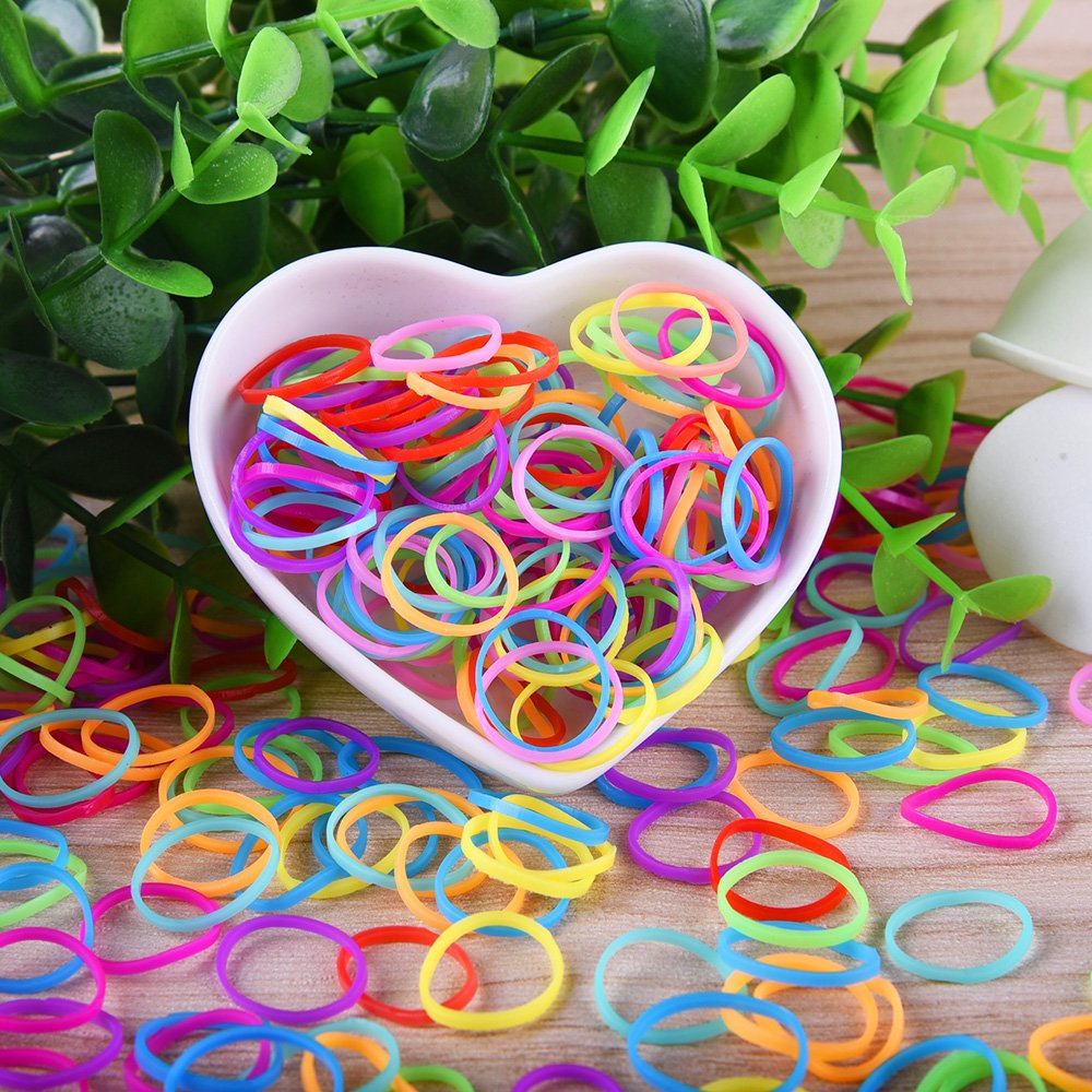EAONE 2000 Pieces Multicolor Rubber Bands Small Candy Color Hair Bands