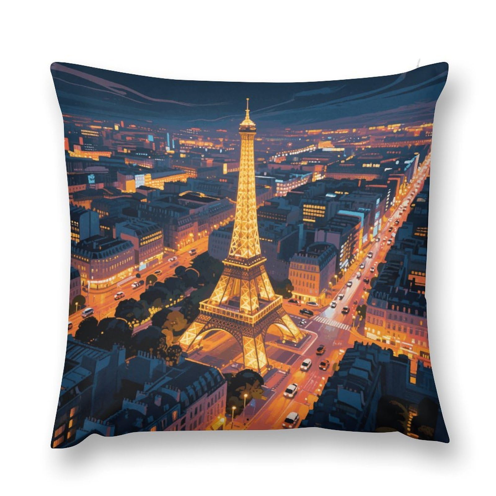 VstaDank Eiffel Tower Throw Pillow Cover with Hidden Zipper Farmhouse Couch Pillow Cover Cozy Soft Short Plush Cushion Case Fashion Square Decorative Pillow Cover for Living Room
