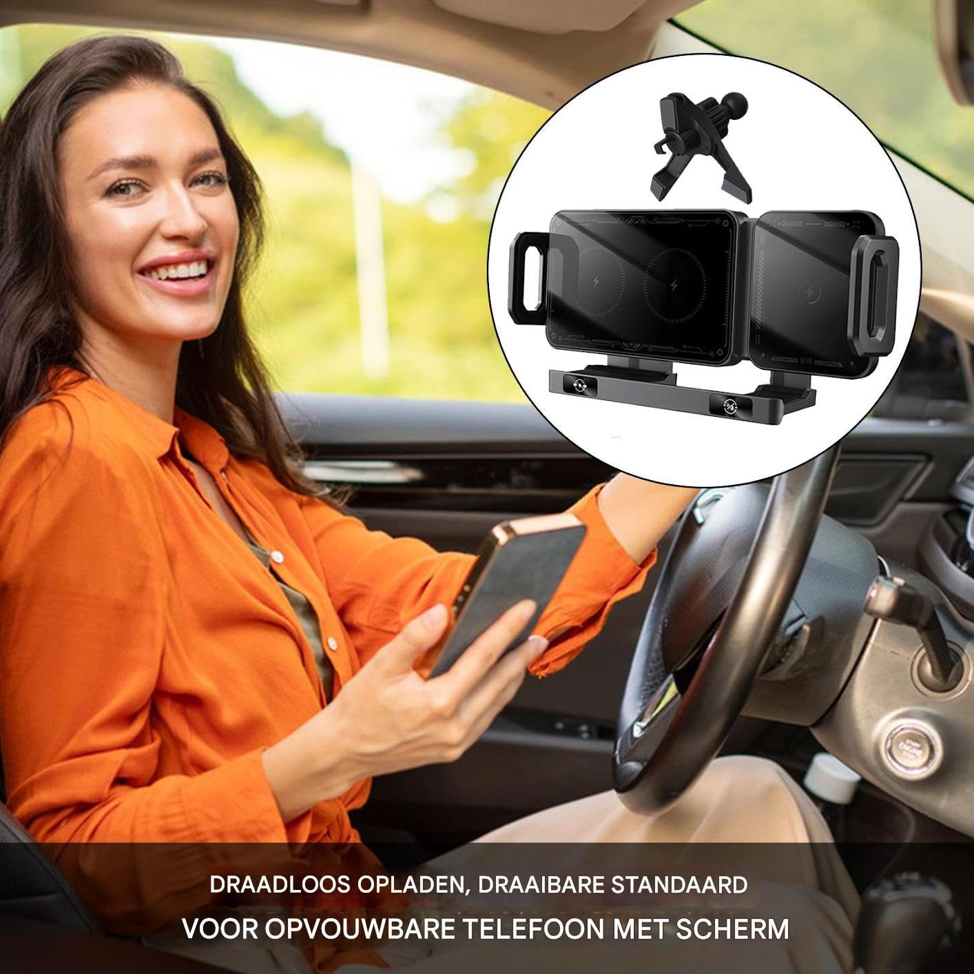 Caricabatterie Auto Wireless Per Cellulari 15W Ricarica Rapida Supporto | Supporto Auto Per Telefono Con Bloccaggio Automatico Per Uso Quotidiano Controllo Musica Video Assistenza Parc