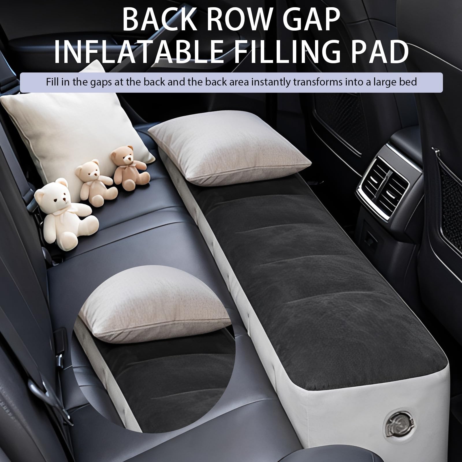 Auto Matratze Luftmatratze Aufblasbar, Rücksitz Lücke Pad Luftbett Kissen, Auto Camping Zubehör, Auto-Aufblasbare Bett mit Luftpumpe für Reisen Camping
